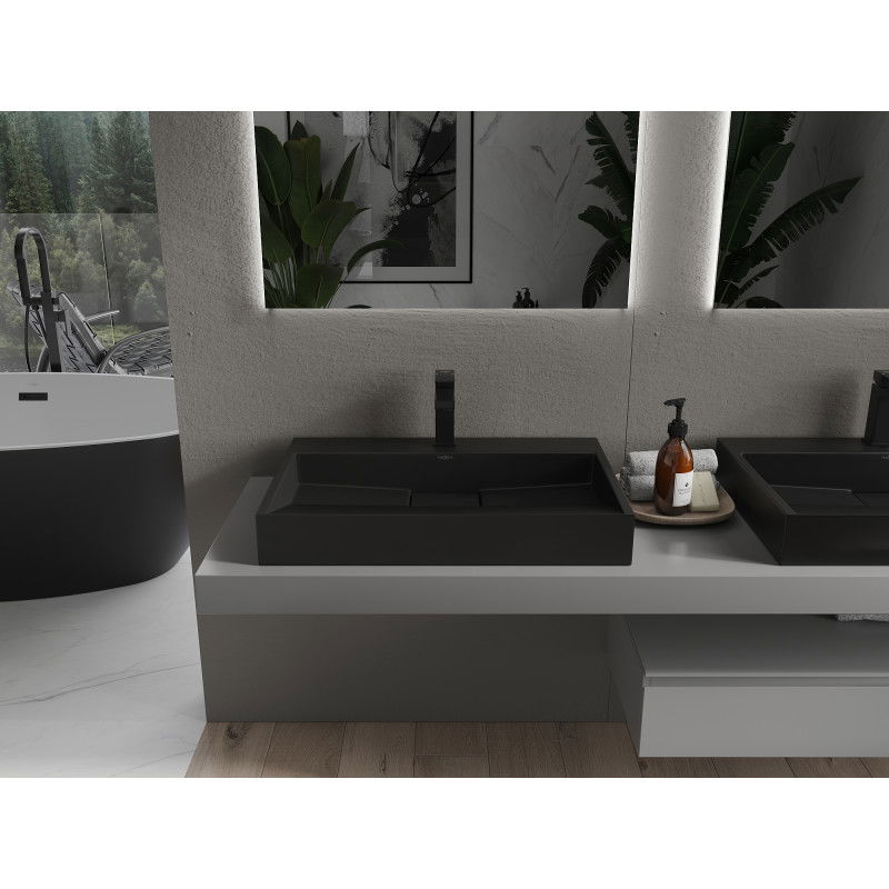 Mexen Ava umývadlo na dosku z kompozitu 1/O 70 x 46 cm, čierne - 23017071