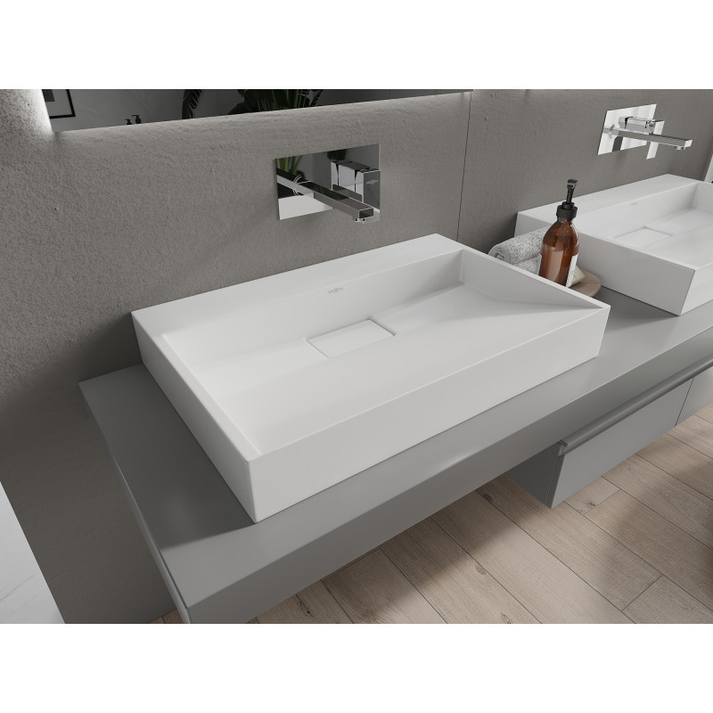 Mexen Ava umývadlo na dosku z konglomerátu B/O 70 x 46 cm, biele - 23017000