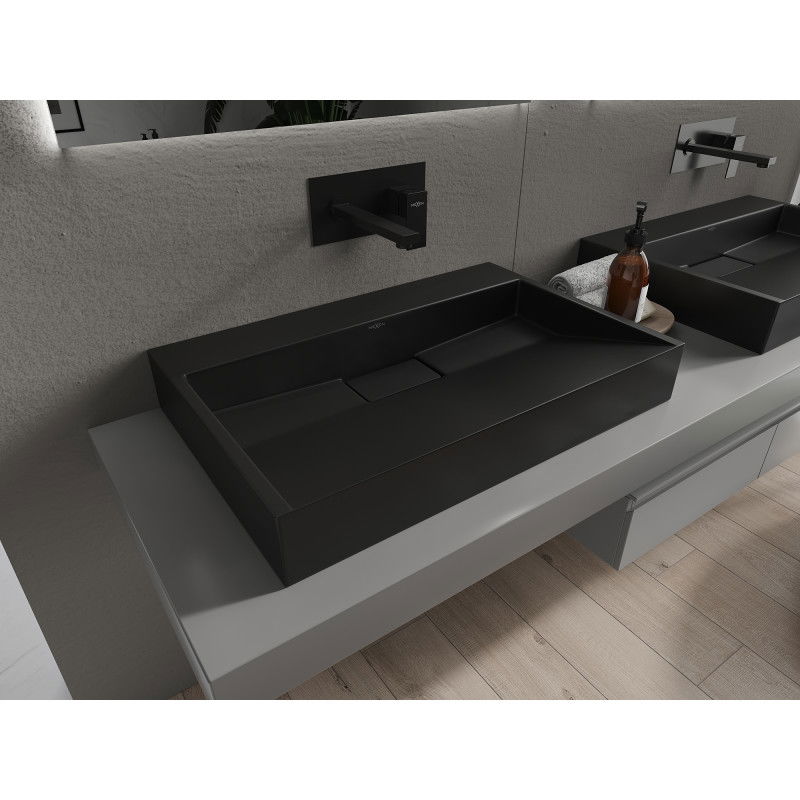 Mexen Ava umývadlo na dosku z konglomerátu B/O 70 x 46 cm, čierna - 23017070