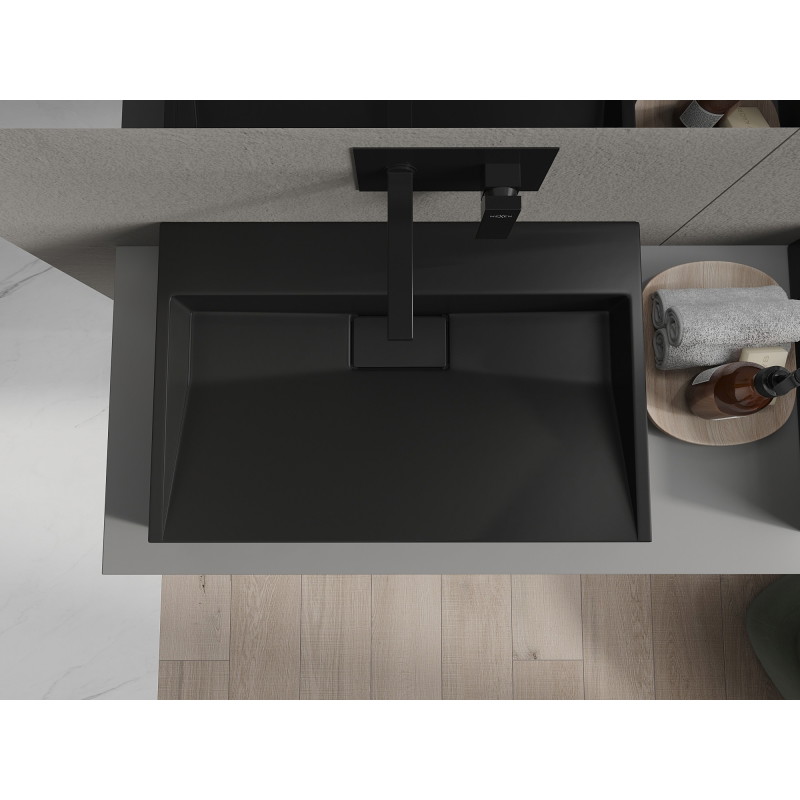 Mexen Ava nástolové umývadlo z konglomerátu B/O 70 x 46 cm, čierne - 23017070
