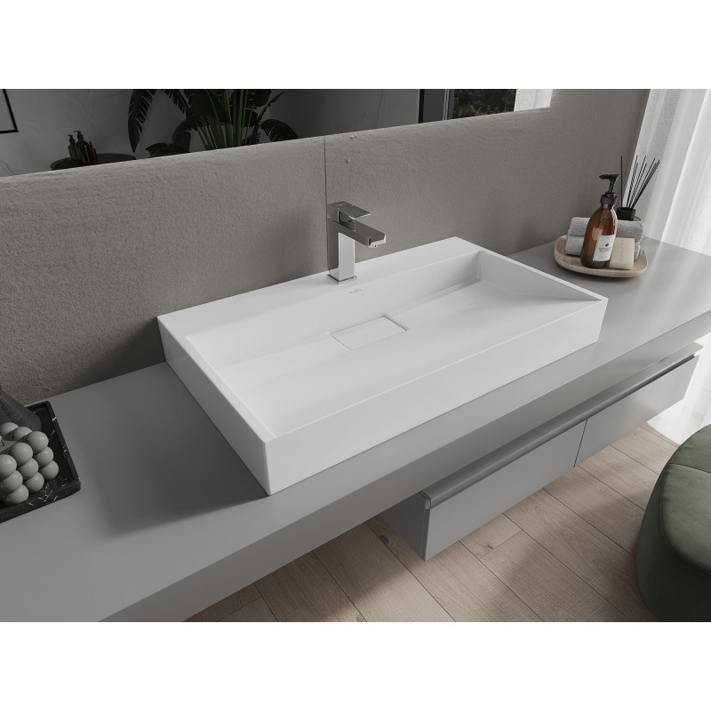 Mexen Ava umývadlo na dosku z konglomerátu 1/O 80 x 46 cm, biele - 23018001