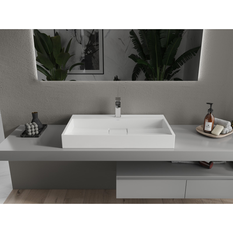 Mexen Ava dosková umývadlo z konglomerátu 1/O 80 x 46 cm, biela - 23018001