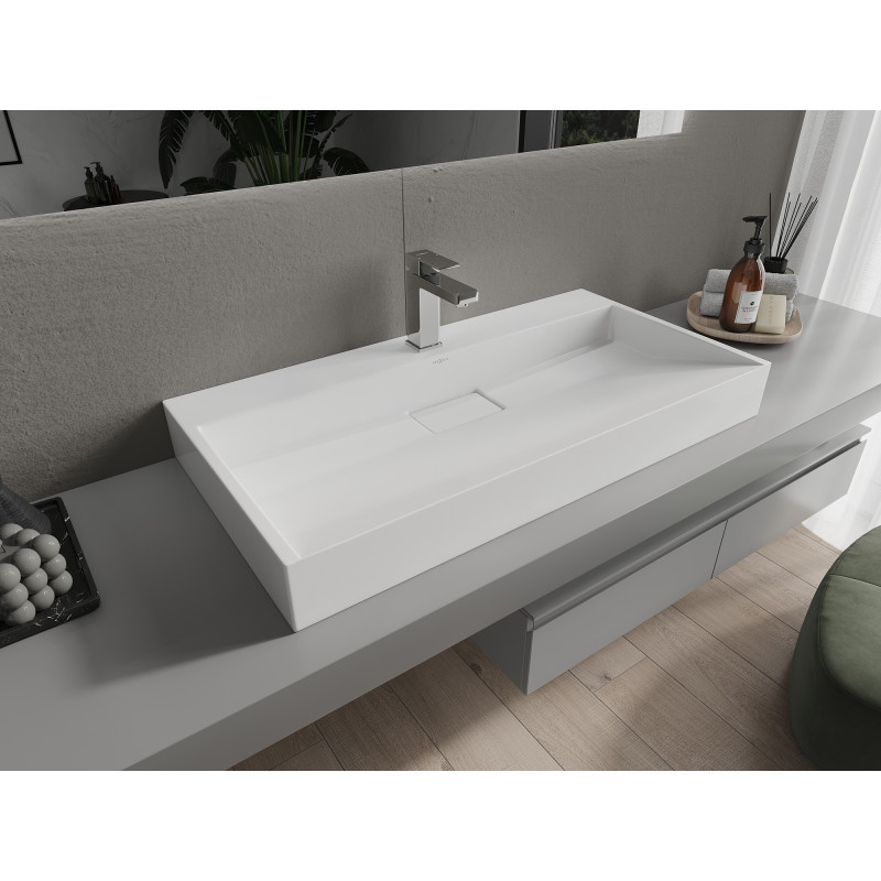 Mexen Ava umývadlo na dosku z konglomerátu 1/O 90 x 46 cm, biele - 23019001