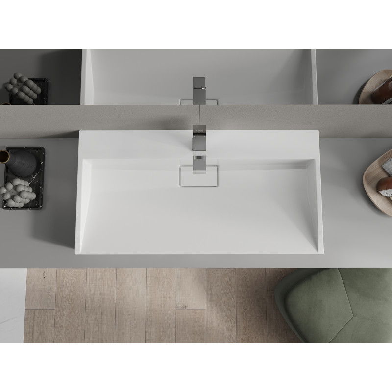 Mexen Ava doskovité umývadlo z konglomerátu 1/O 90 x 46 cm, biela - 23019001