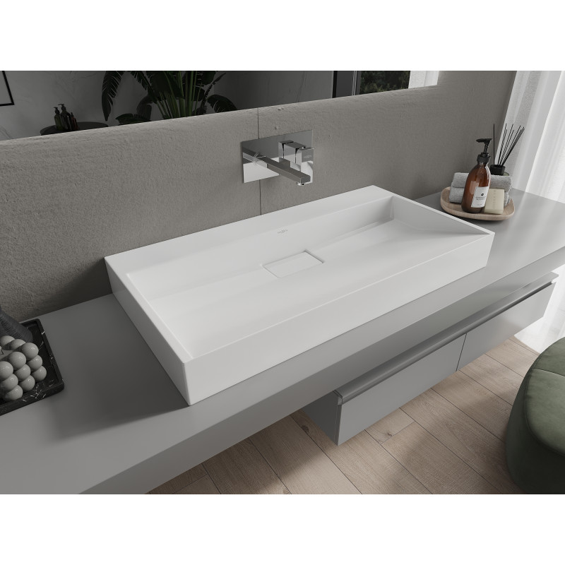 Mexen Ava umyvadlo na dosku z konglomerátu B/O 90 x 46 cm, biele - 23019000