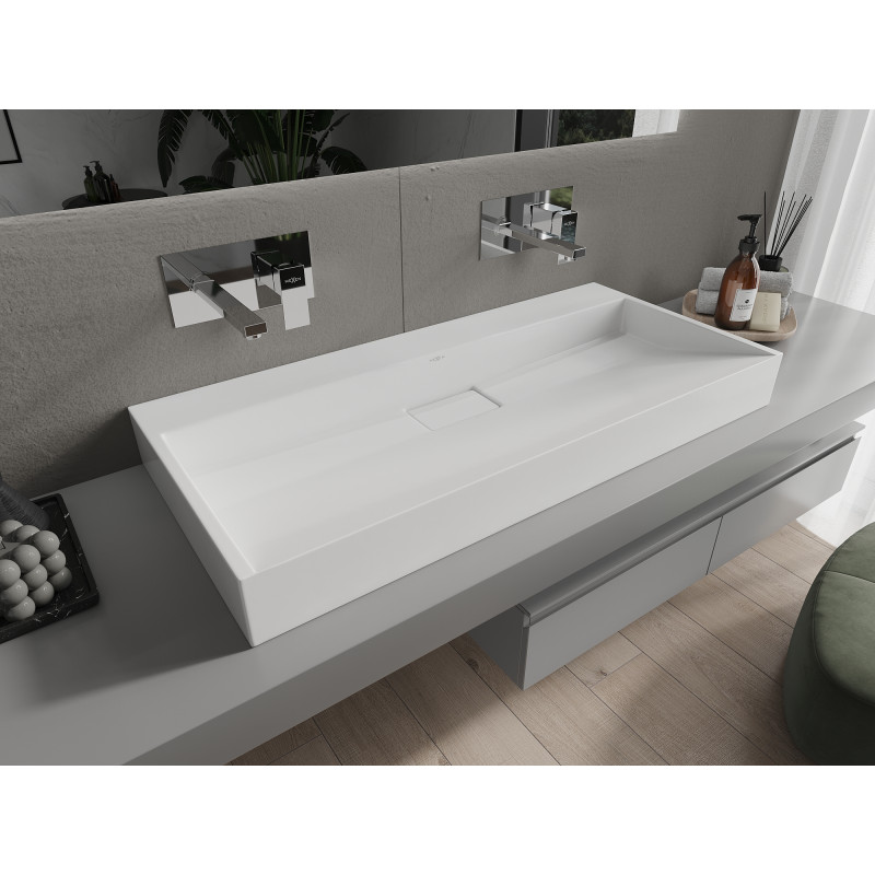 Mexen Ava dosková umývadlo z konglomerátu B/O 100 x 46 cm, biela - 23011000