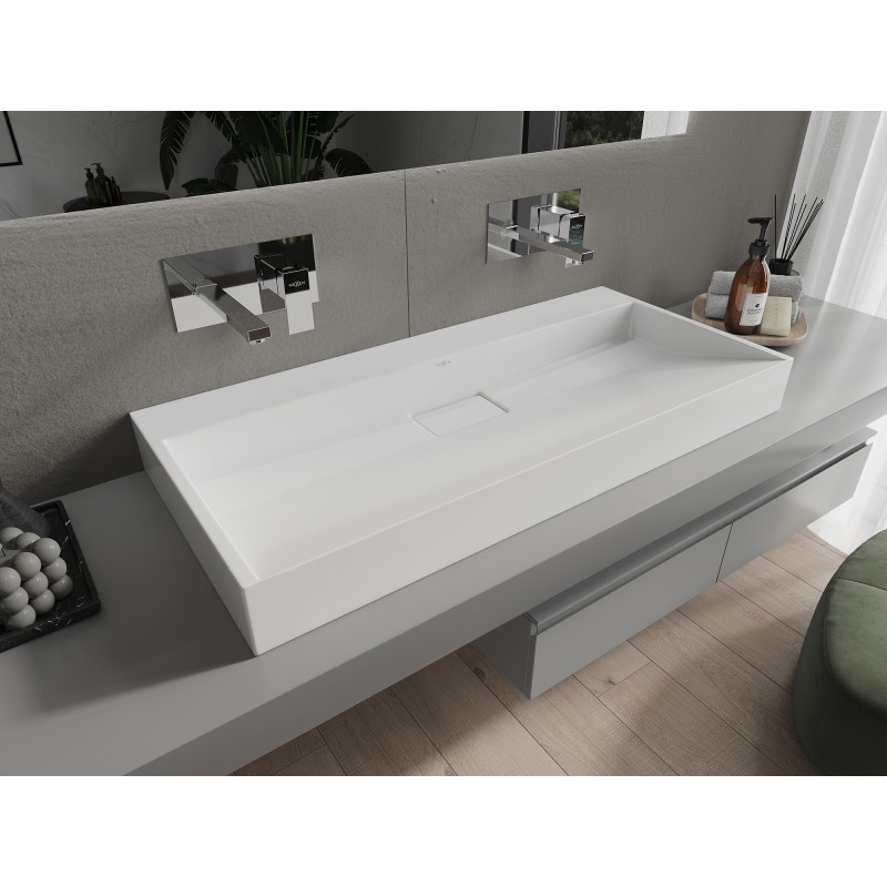Mexen Ava nástenné umývadlo z konglomerátu B/O 100 x 46 cm, biela - 23011000
