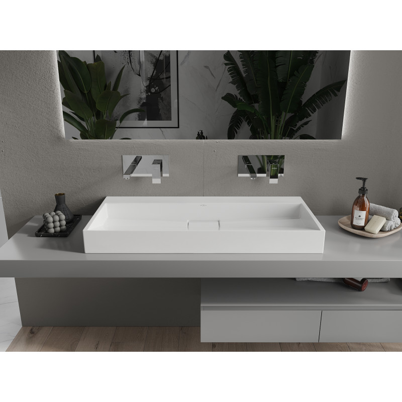 Mexen Ava dosková umývadlo z konglomerátu B/O 100 x 46 cm, biela - 23011000