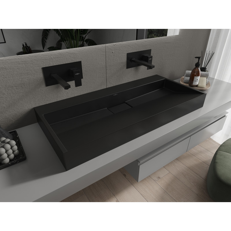 Mexen Ava Nadstolové umývadlo z konglomerátu B/O 100 x 46 cm, čierne - 23011070