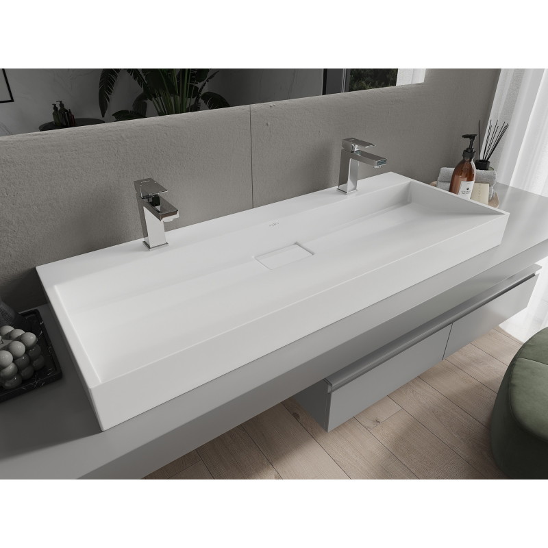 Mexen Ava umývadlo na dosku z konglomerátu 2/O 120 x 46 cm, biele - 23011202