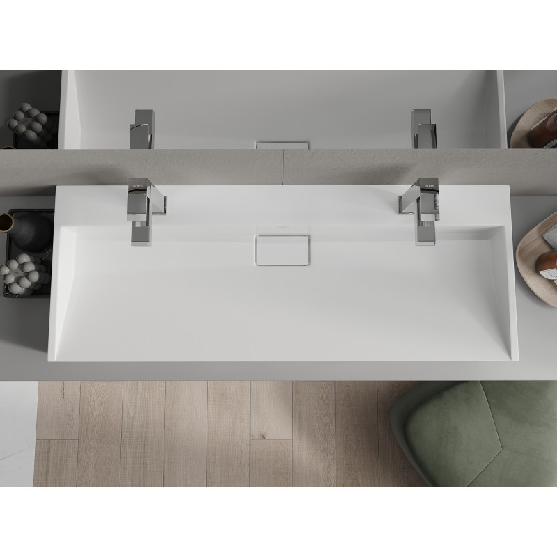 Mexen Ava nábrežný umývadlo z konglomerátu 2/O 120 x 46 cm, biely - 23011202