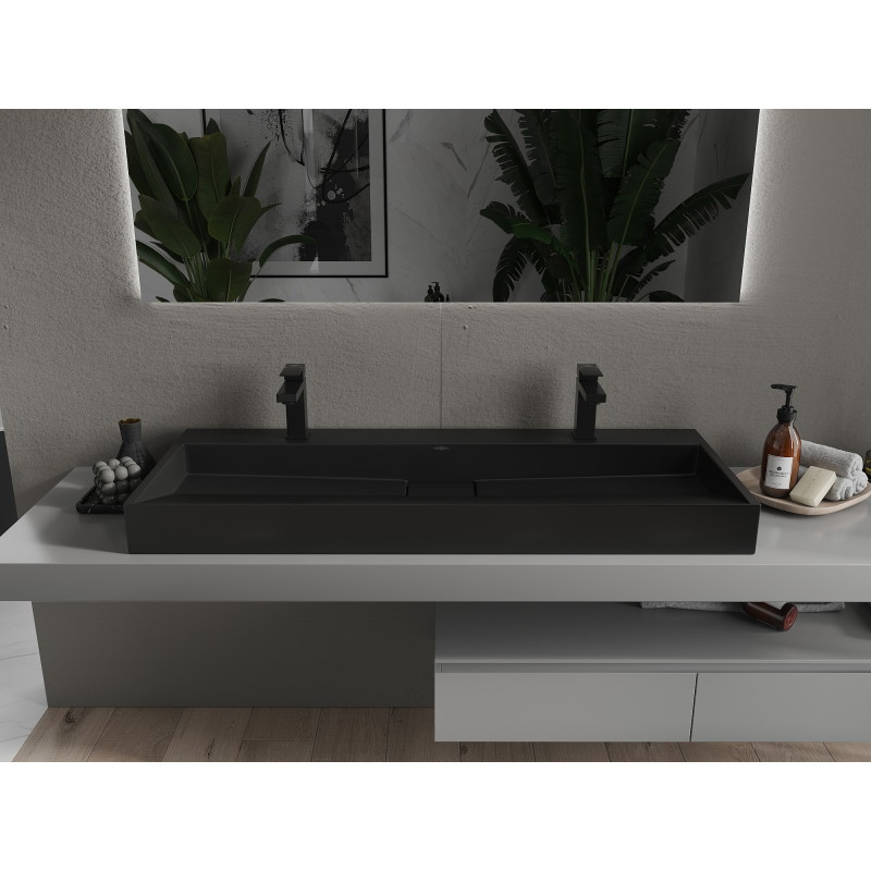 Mexen Ava umývadlo na dosku z konglomerátu 2/O 120 x 46 cm, čierne - 23011272