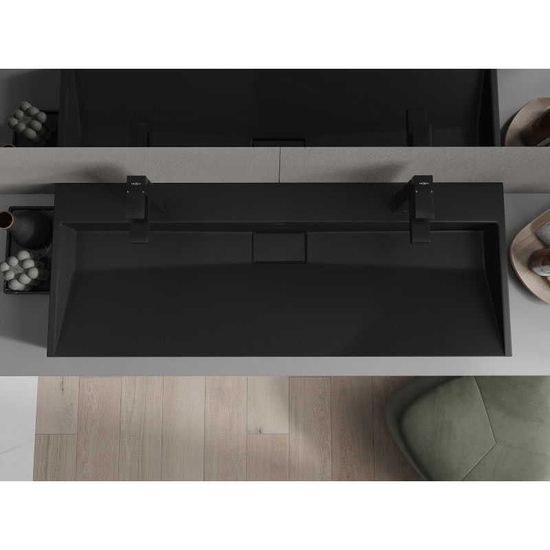 Mexen Ava dosková umývadlo z konglomerátu 2/O 120 x 46 cm, čierna - 23011272