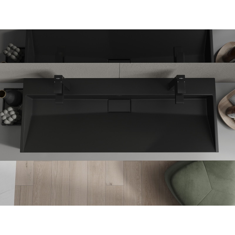 Mexen Ava doskovodobá umývadlo z konglomerátu 2/O 120 x 46 cm, čierna - 23011272
