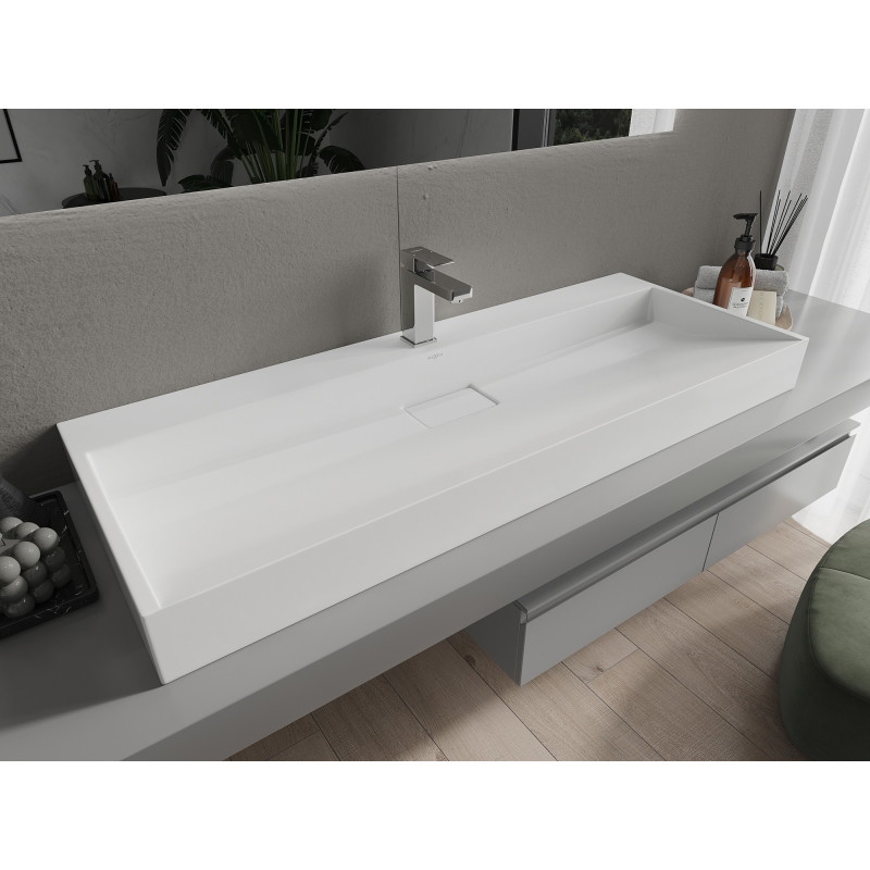 Mexen Ava nádstolové umývadlo z konglomerátu 1/O 120 x 46 cm, biela - 23011201