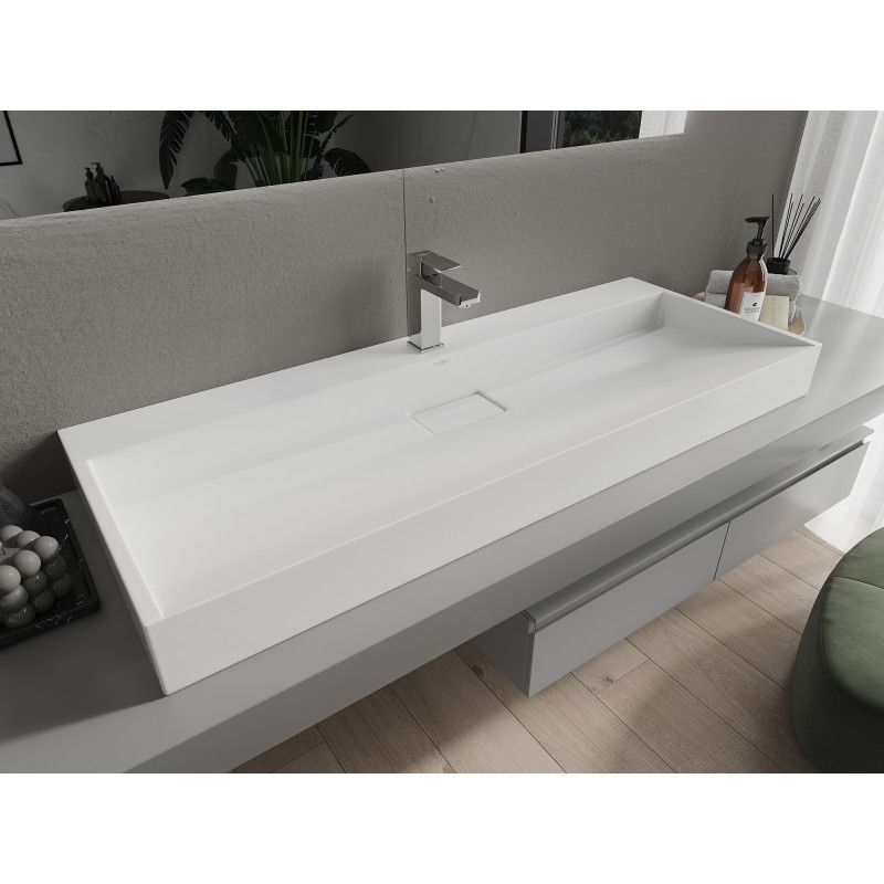 Mexen Ava stolová umývadlo z konglomerátu 1/O 120 x 46 cm, biela - 23011201