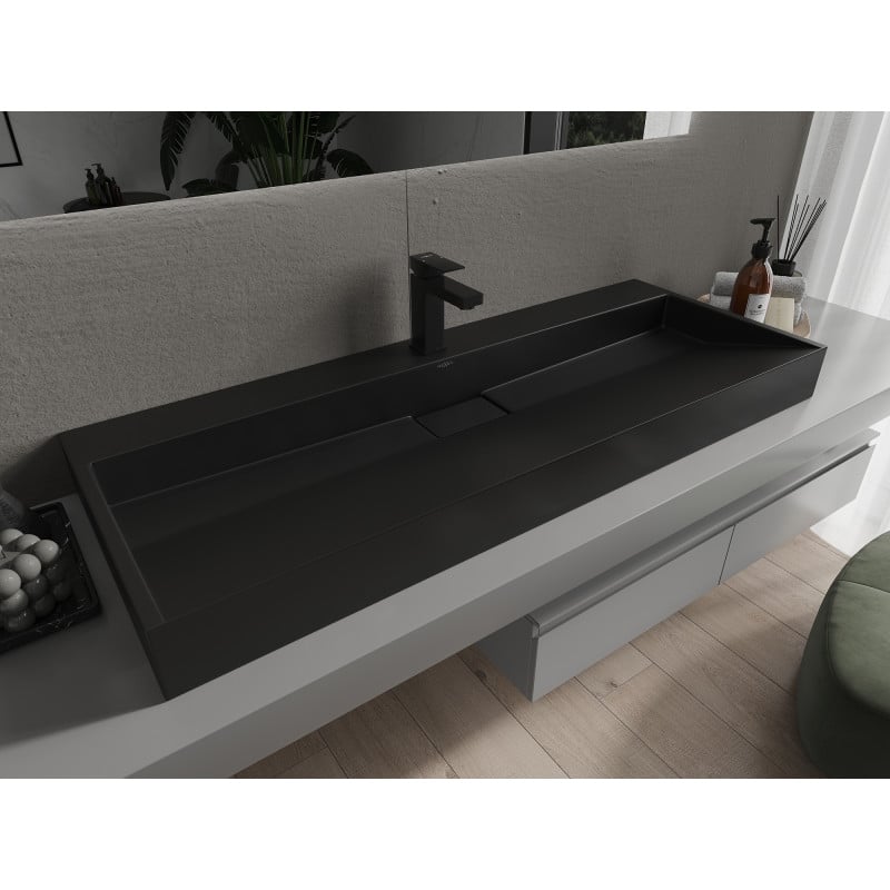 Mexen Ava návrhové umývadlo z konglomerátu 1/O 120 x 46 cm, čierne - 23011271