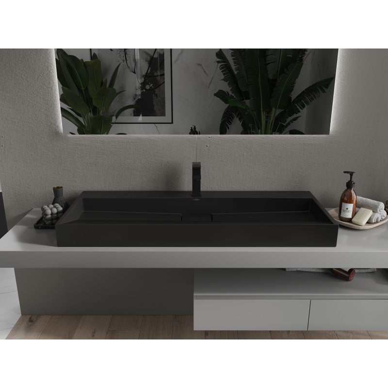 Mexen Ava návrhové umývadlo z konglomerátu 1/O 120 x 46 cm, čierne - 23011271