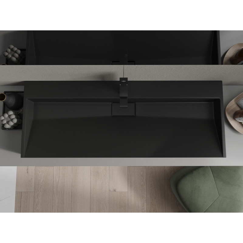 Mexen Ava nádová umývadlo z konglomerátu 1/O 120 x 46 cm, čierna - 23011271