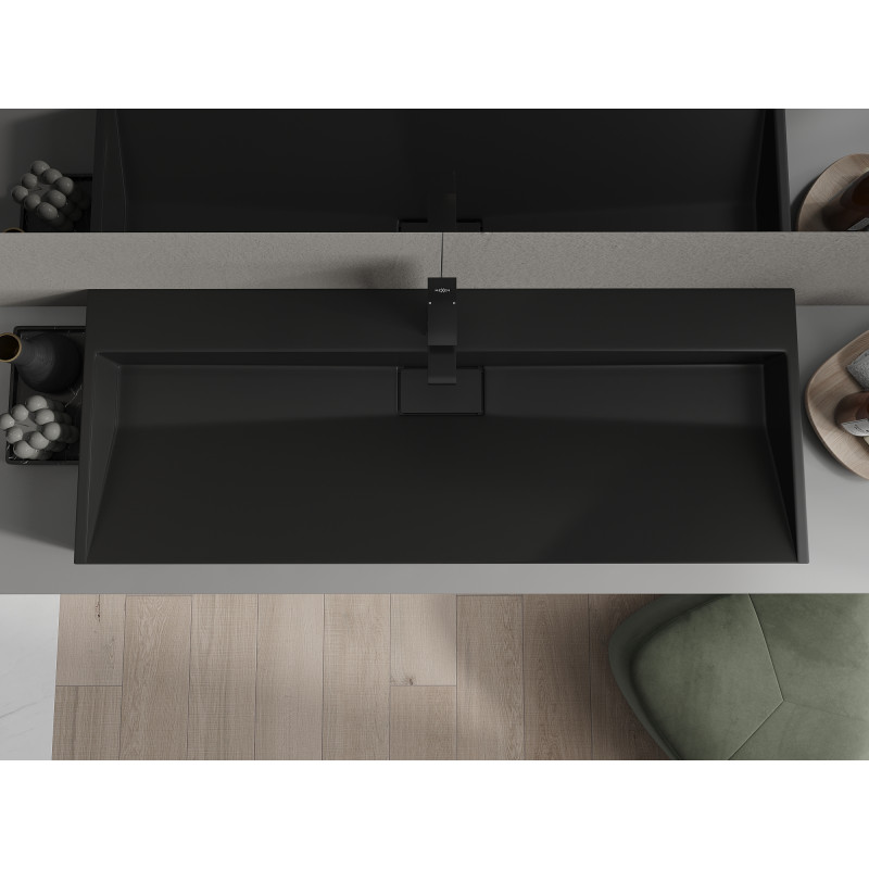 Mexen Ava návrhové umývadlo z konglomerátu 1/O 120 x 46 cm, čierne - 23011271