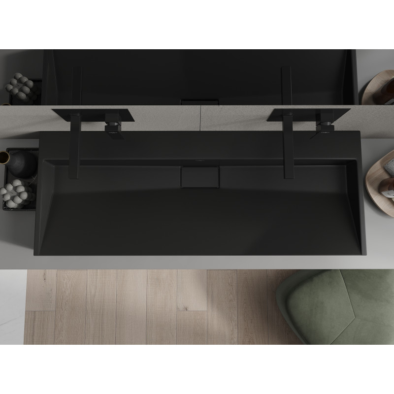 Mexen Ava nástenné umývadlo z konglomerátu B/O 120 x 46 cm, čierne - 23011270