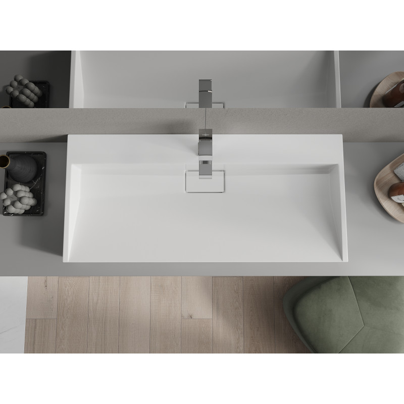 Mexen Ava stolová umývadlo z konglomerátu 1/O 100 x 46 cm, biela - 23011001