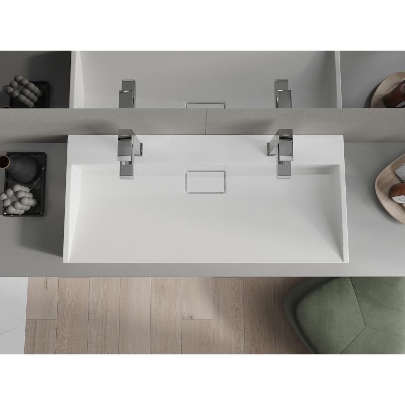 Mexen Ava nalepteová umývadlo z konglomerátu 2/O 100 x 46 cm, biela - 23011002