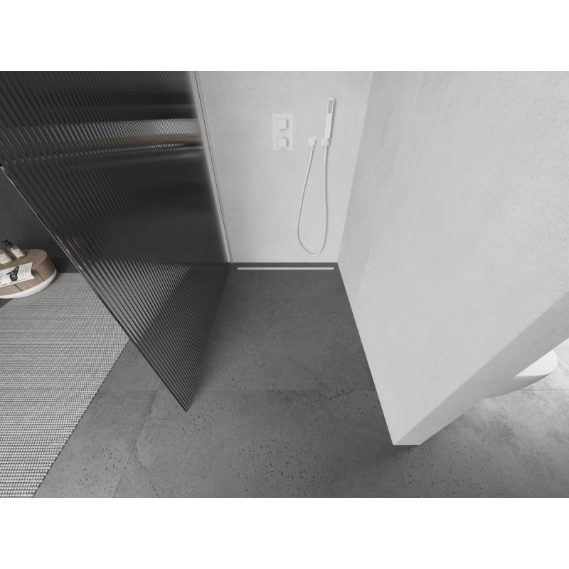 Mexen Kioto sprchová stena Walk-in 90 x 200 cm, prúžky 8 mm, biela - 800-090-101-20-09