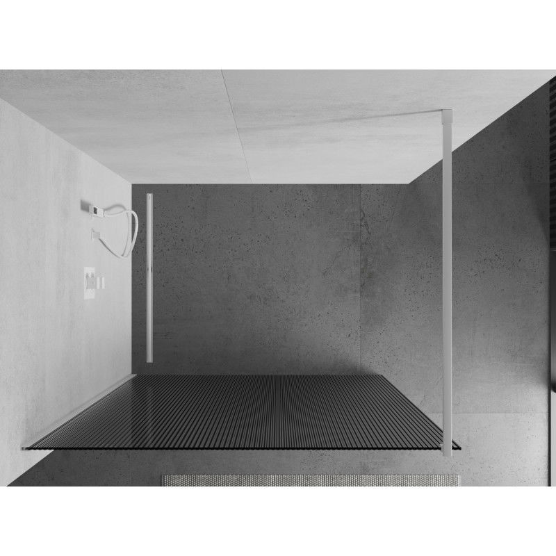 Mexen Kioto sprchová stena Walk-in 90 x 200 cm, pruhovaná 8 mm, biela - 800-090-101-20-09