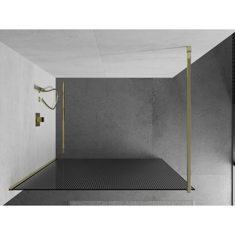 Mexen Kioto sprchová stena Walk-in 80 x 200 cm, prúžky 8 mm, zlatá - 800-080-101-50-09