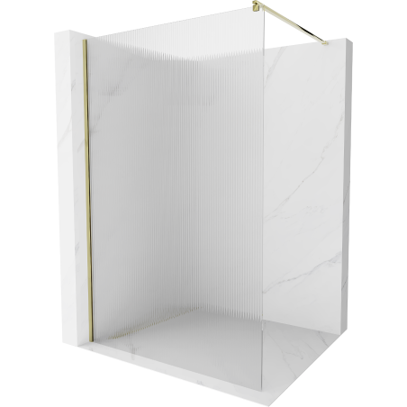 Mexen Kioto sprchová stena Walk-in 90 x 200 cm, prúžky 8 mm, zlatá - 800-090-101-50-09