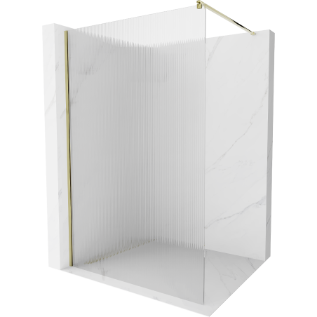 Mexen Kioto sprchová stena Walk-in 100 x 200 cm, prúžky 8 mm, zlatá - 800-100-101-50-09