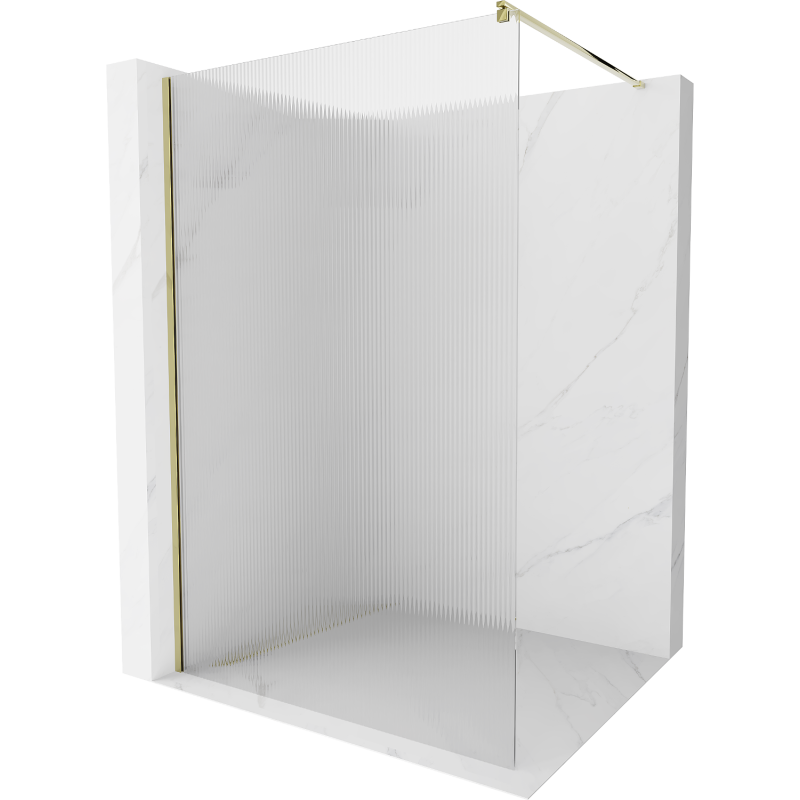 Mexen Kioto sprchová stena Walk-in 130 x 200 cm, prúžky 8 mm, zlatá - 800-130-101-50-09