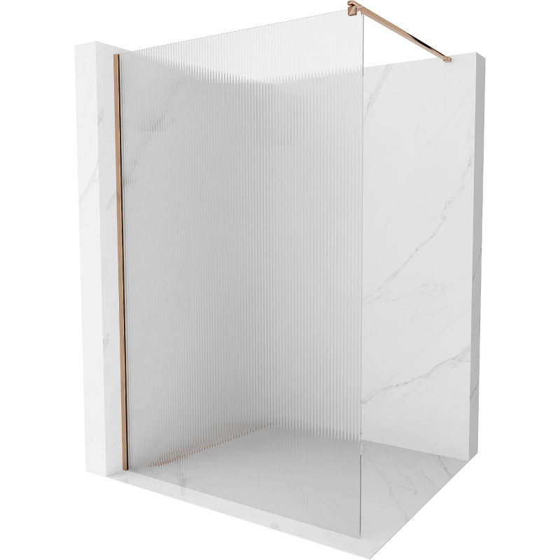 Mexen Kioto sprchová stena Walk-in 70 x 200 cm, prúžkované 8 mm, ružové zlato - 800-070-101-60-09