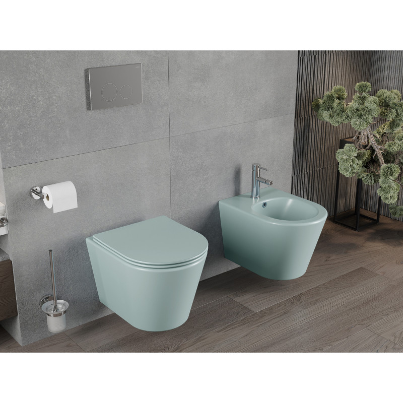Mexen Rico WC misa Rimless s doskou Slim s pomalým zatváraním, duroplast, svetlozelená matná - 30724048