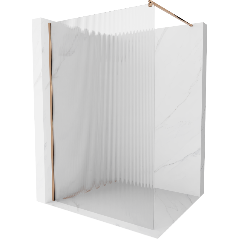 Mexen Kioto sprchová stena Walk-in 100 x 200 cm, prúžky 8 mm, ružové zlato - 800-100-101-60-09