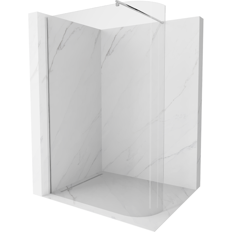 Mexen Kioto-R zaoblená sprchová stena Walk-in 120 x 200 cm, transparentná 8 mm, chróm - 800-120-101-01-06