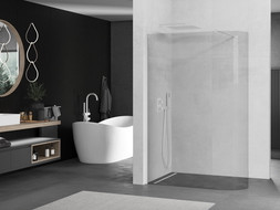 Mexen Kioto-R zaoblená sprchová stena Walk-in 90 x 200 cm, transparentná 8 mm, biela - 800-090-101-20-06