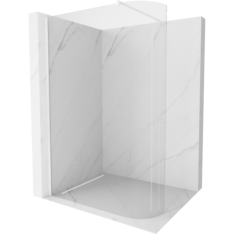 Mexen Kioto-R oblá sprchová stena Walk-in 120 x 200 cm, transparentná 8 mm, biela - 800-120-101-20-06