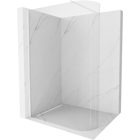 Mexen Kioto-R oblá sprchová stena Walk-in 120 x 200 cm, transparentná 8 mm, biela - 800-120-101-20-06