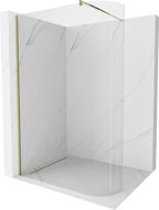 Mexen Kioto-R zaoblená sprchová stena Walk-in 90 x 200 cm, priehľadná 8 mm, zlatá - 800-090-101-50-06