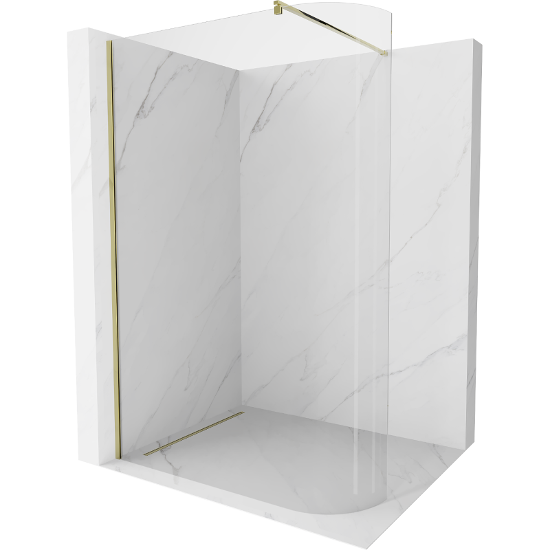 Mexen Kioto-R zaoblená sprchová stena Walk-in 120 x 200 cm, transparentná 8 mm, zlatá - 800-120-101-50-06