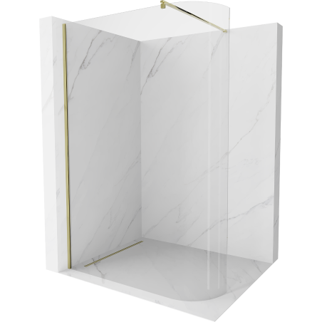Mexen Kioto-R zaoblená sprchová stena Walk-in 120 x 200 cm, transparentná 8 mm, zlatá - 800-120-101-50-06