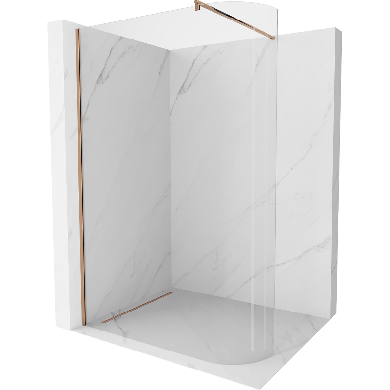 Mexen Kioto-R zaoblená sprchová stena Walk-in 90 x 200 cm, transparentná 8 mm, ružové zlato - 800-090-101-60-06