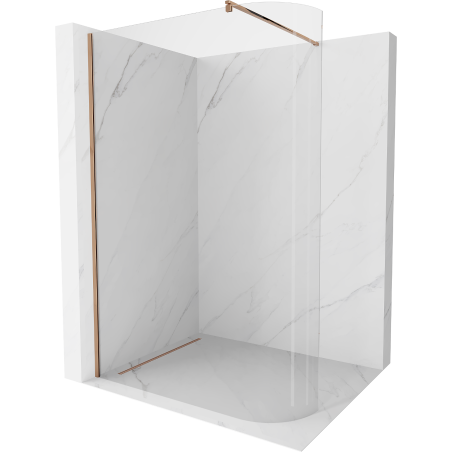 Mexen Kioto-R zaoblená sprchová stena Walk-in 90 x 200 cm, transparentná 8 mm, ružové zlato - 800-090-101-60-06