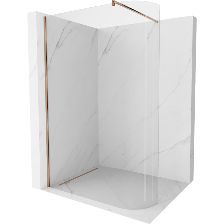 Mexen Kioto-R zaoblená sprchová stena Walk-in 120 x 200 cm, priehľadná 8 mm, ružové zlato - 800-120-101-60-06