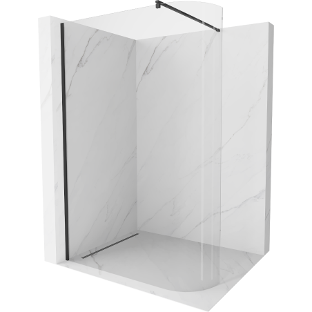 Mexen Kioto-R zaoblená sprchová stena Walk-in 90 x 200 cm, transparentná 8 mm, čierna - 800-090-101-70-06