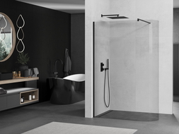 Mexen Kioto-R zaoblená sprchová stena Walk-in 110 x 200 cm, transparentná 8 mm, čierna - 800-110-101-70-06 Mexen Kioto-R zaoblená sprchová stena Walk-in 110 x 200 cm, transparentná 8 mm, čierna - 800-110-101-70-06