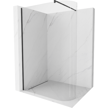 Mexen Kioto-R zaoblená sprchová stena Walk-in 150 x 200 cm, transparentná 8 mm, čierna - 800-150-101-70-06