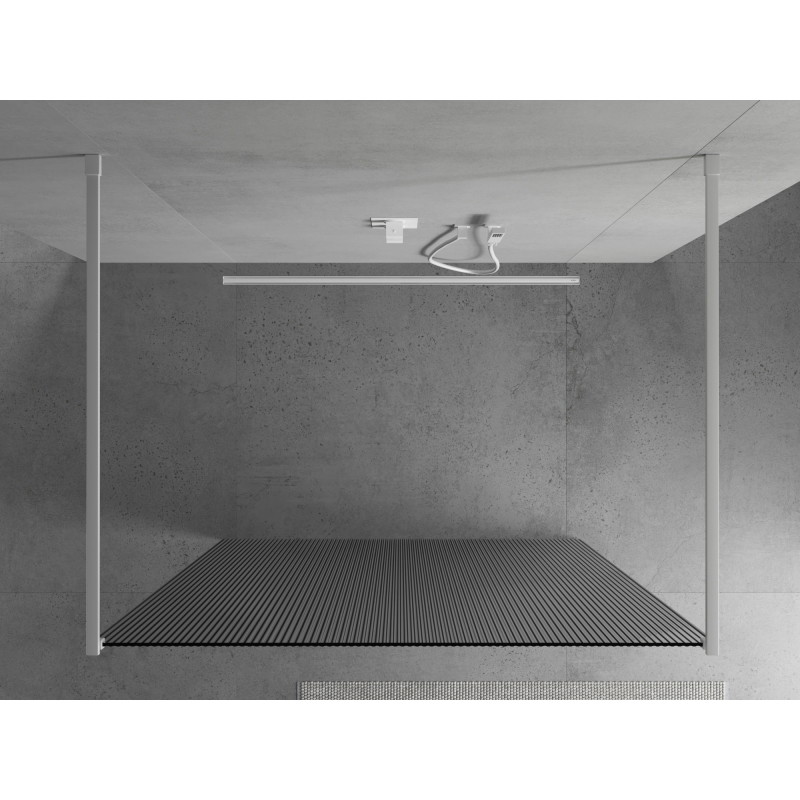 Mexen Kioto samostatne stojaca sprchová stena 110 x 200 cm, prúžky 8 mm, biela - 800-110-002-20-09